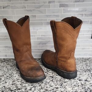 Brown Ariat Sierra Steel Toe Leather Work Boots sz 11.5 D western 10002449